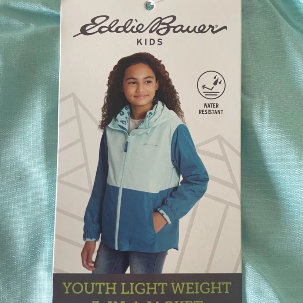 Eddie Bauer Youth Jacket Hoodie Light Blue Girls 2pc Jacket Size 5/6 NWT - Picture 7 of 11